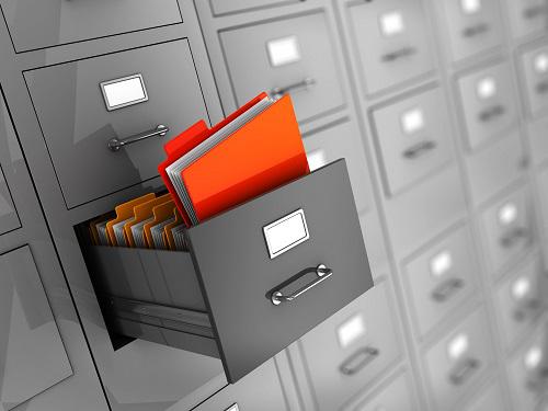 open file cabinet with file folder illustrating data file security